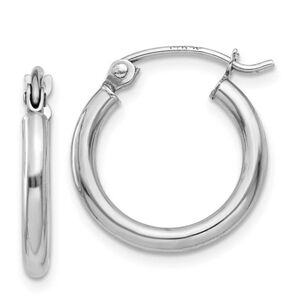 14 K Solid White Gold 12 Mm Classic Hoop Earrings